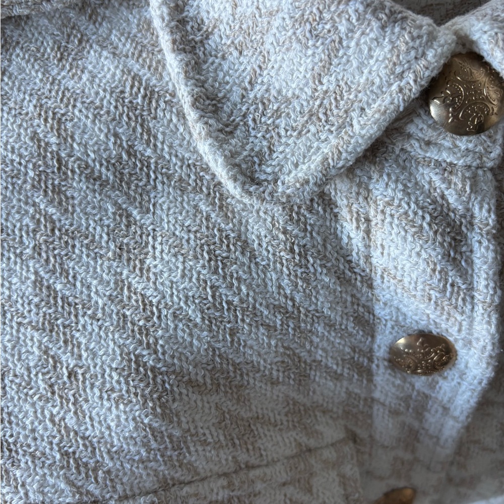 Zara Beige Houndstooth Blazer with Gold Buttons - Picture 4 of 4